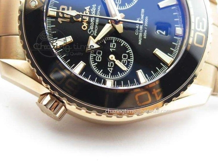 0601 Premium Seamaster Professional Chrono RG Black Ceramic Black Dial On RG Bracelet A 8212